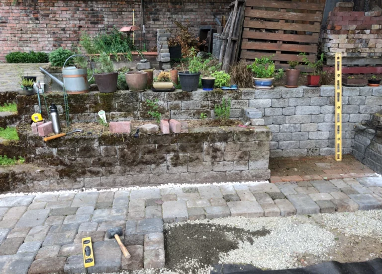 Firepit paver seating area